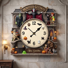 Load image into Gallery viewer, "Time for a Spooktacular Halloween" - Conjuring Mansion Hanging Wall Clock, Personalized Gift for Halloween Enthusiasts
