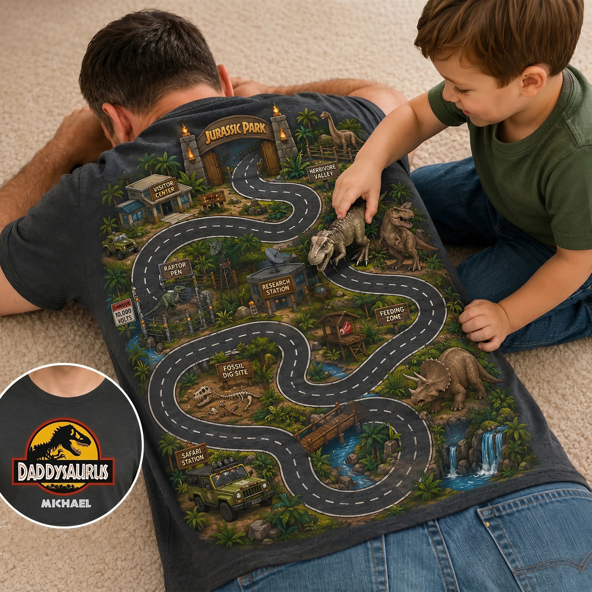 “Roam the Adventure!” - Adventure Map Shirt - Personalized Gift for Dad & Grandpa AOP Products PopCulturePrints
