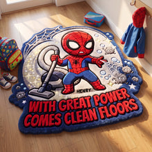Load image into Gallery viewer, With Great Power Comes Clean Floors - Personalized Doormat Gift for Kids
