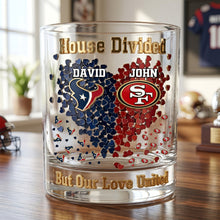Load image into Gallery viewer, “House Divided, But Our Love United” - Personalized Love United Drinking Glass - Custom Gifts for Couples
