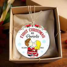 Load image into Gallery viewer, Personalized First Christmas Ornament 2024 | Cartoon Couple | Valentine&#39;s Day Gifts Ornament PopCulturePrints
