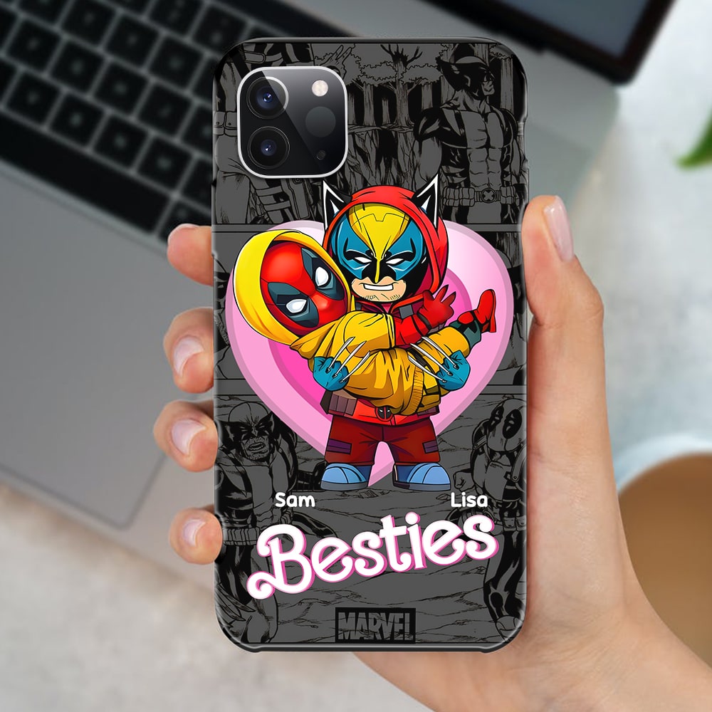 Personalized Besties Phone Case for Fans - Pink Heart Design