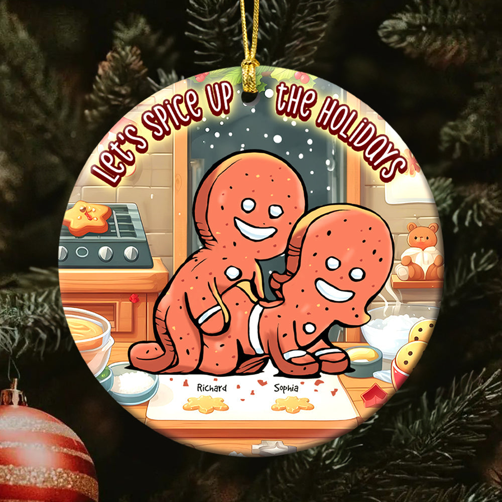 Playful Gingerbread Couple Personalized Ornament - Unique Holiday Decor - Valentine's Day Gifts Ornament PopCulturePrints