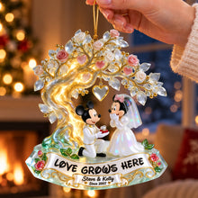 Load image into Gallery viewer, Love Grows Here Ornament - Personalized Christmas Gift for Couples Ornament PopCulturePrints
