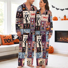 Load image into Gallery viewer, “Cuddle Up in Style!” - Mischievous Night Button Up Pajama Set - Personalized Gift for Couples
