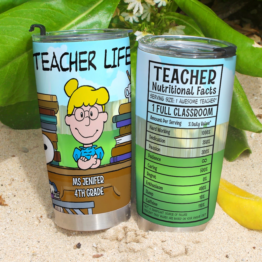 Personalized Teacher Life Tumbler - Custom Cartoon Design