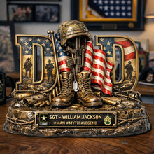 Load image into Gallery viewer, “For the Brave Dads - A Tribute to Our Heroes” - Proud Veteran Dad Acrylic Plaque - Personalized Gift for Dad or Grandpa Shaped Plaques PopCulturePrints
