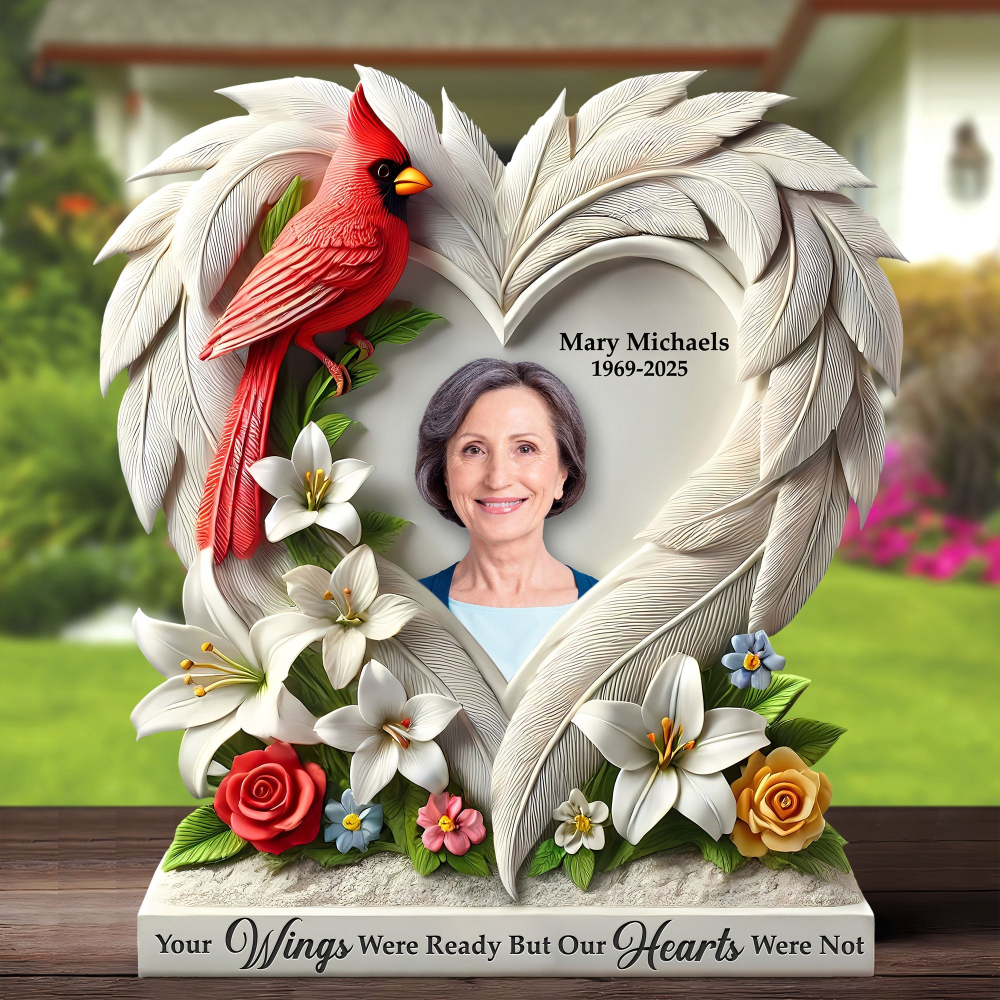 "Your Wings Were Ready But Our Hearts Were Not" - Memorial Heaven Plaque, Personalized Custom Photo Gift for Loved Ones Shaped Plaques PopCulturePrints