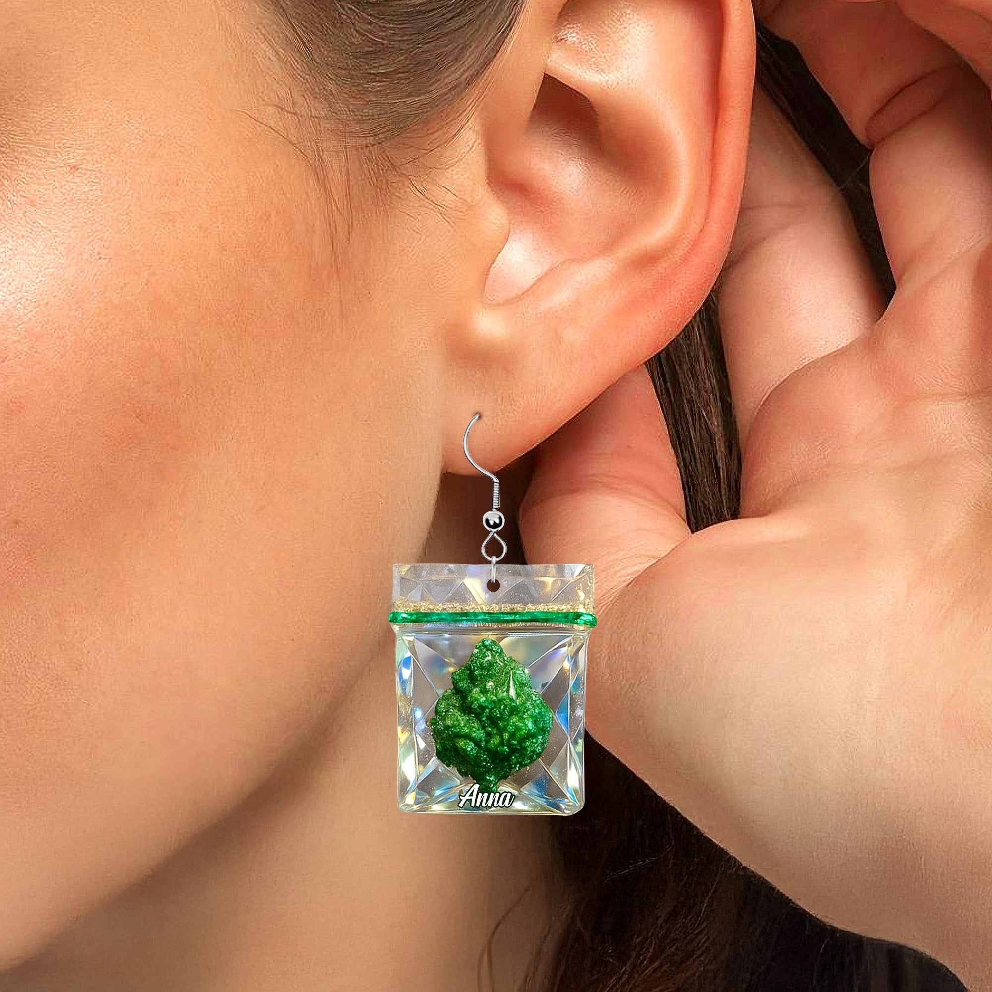 “Stay High with Love” – Smoking Lovers Funny Personalized Earrings - Custom Gift for Friends, Couples, and Cannabis Enthusiasts Earrings PopCulturePrints
