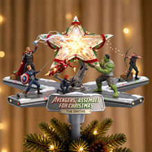 Load image into Gallery viewer, “Avengers, Assemble for Christmas!” - Personalized Action Squad Acrylic Tree Topper - Custom Gifts for Family, Friends &amp; Fans
