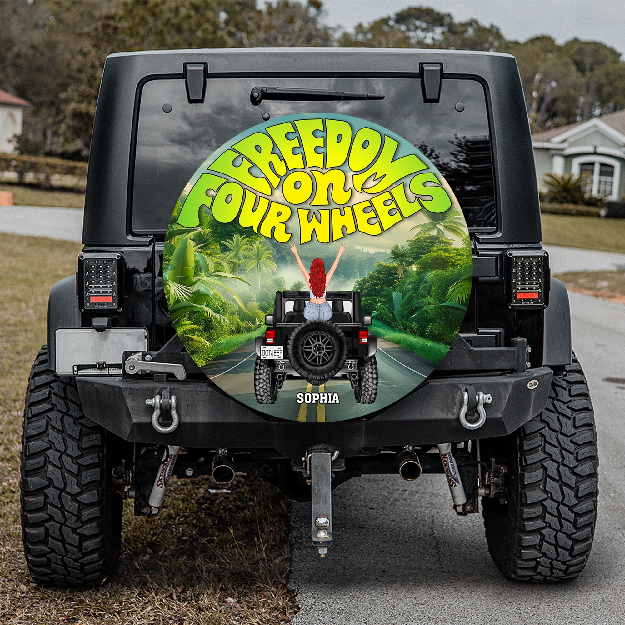 Personalized Jeep Spare Tire Cover - Freedom on Four Wheels Design