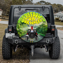 Load image into Gallery viewer, Personalized Jeep Spare Tire Cover - Freedom on Four Wheels Design
