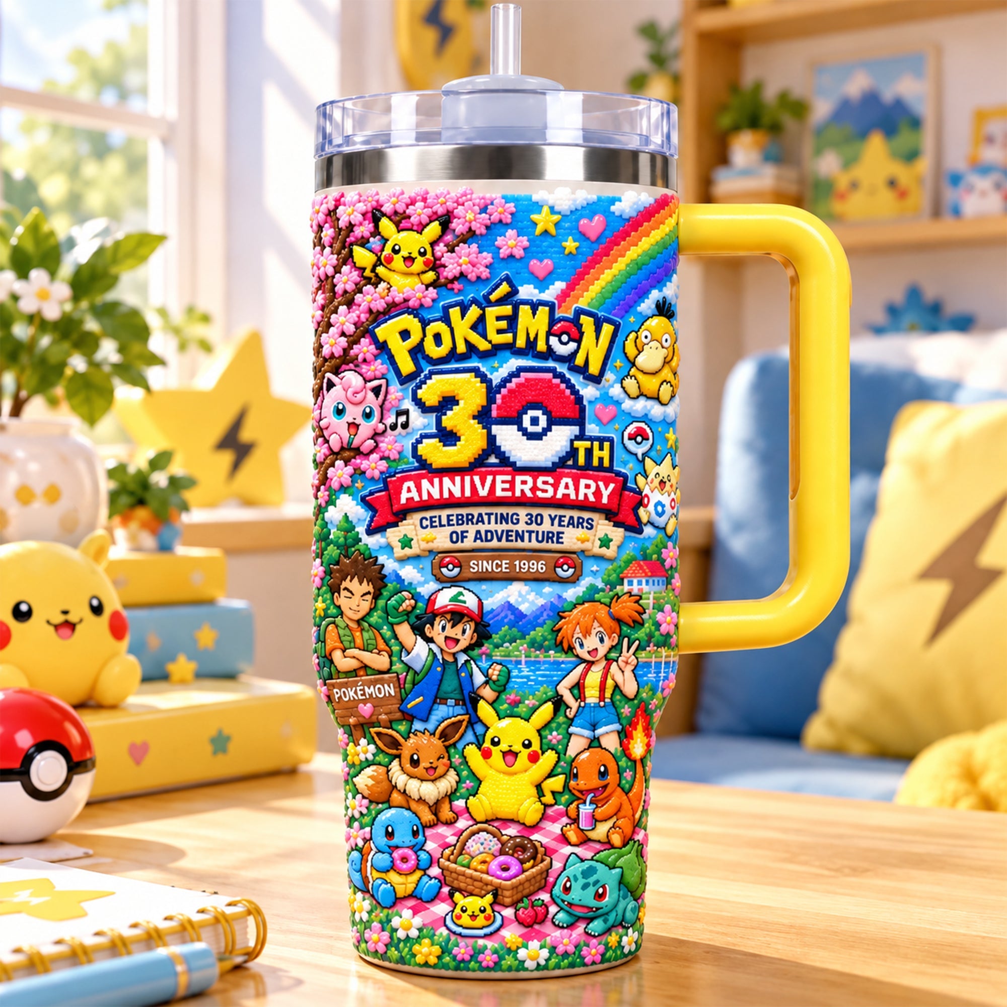 Celebrate 30 Years of Adventure with Personalized Pokémon Tumbler - Perfect Gift for Game Lovers!
