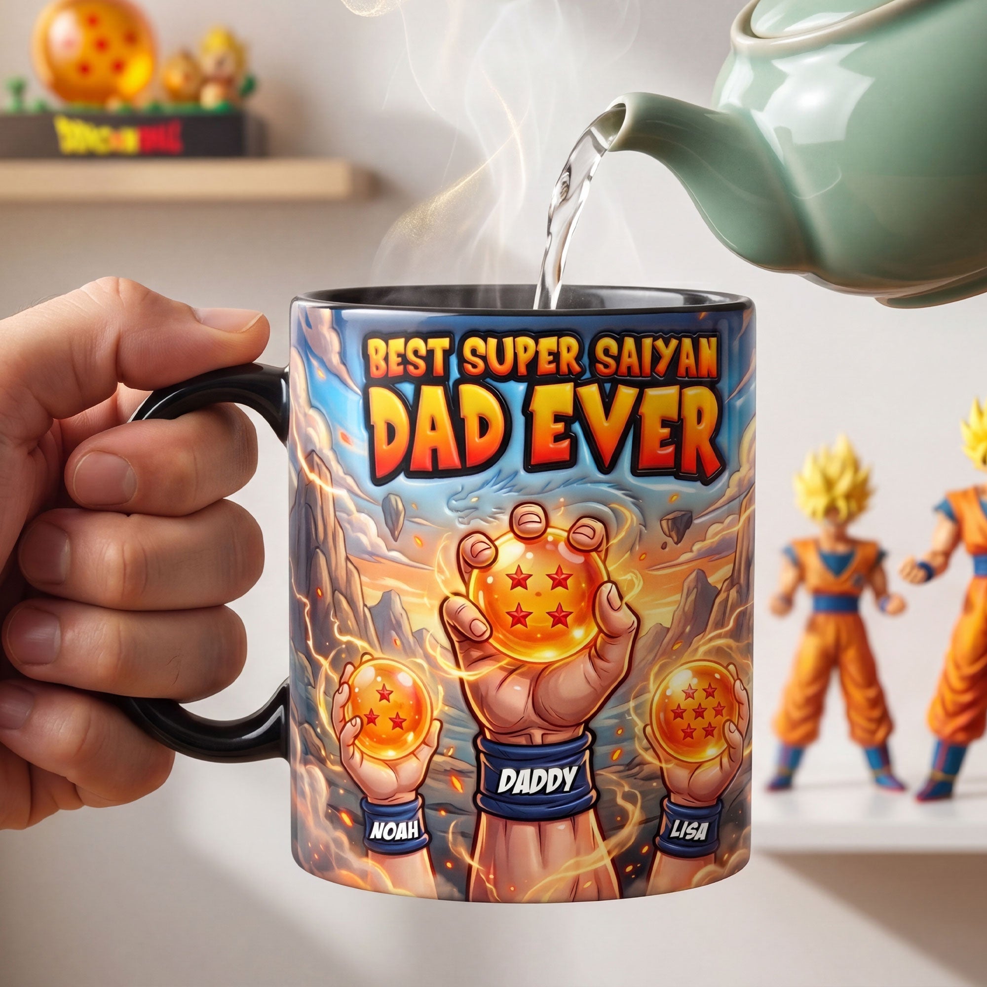 "Best Super Saiyan Dad Ever" - Personalized Coffee Mug for Dads, Grandpas, and Gift for All Fathers Coffee Mug PopCulturePrints