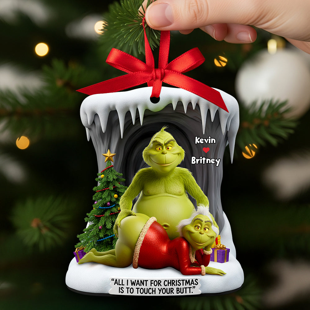 “All I Want for Christmas Is to Touch Your Butt” - Funny Old Couple Christmas Ornament - Personalized Gift for Couples Ornament PopCulturePrints