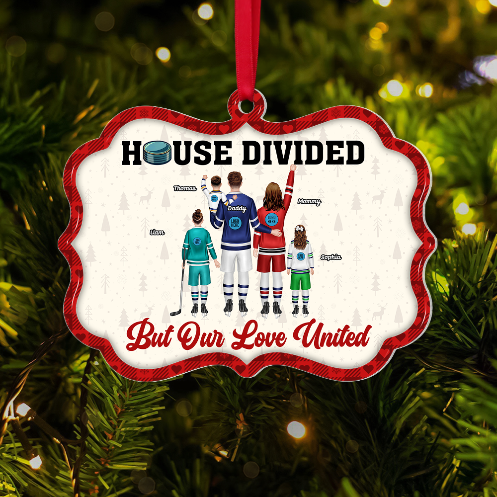 Personalized Ice Hockey Family Christmas Ornament - House Divided Ornament PopCulturePrints