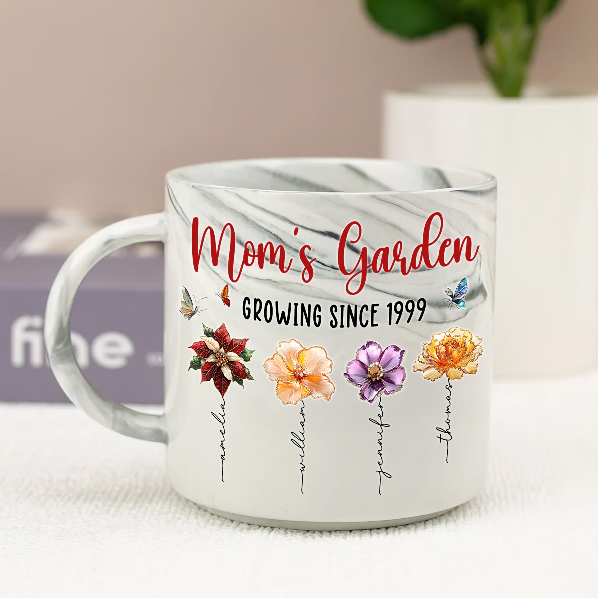 Mom's Garden - Personalized Marble Mug – A Unique Gift for Mom and Grandma Marble Mug PopCulturePrints