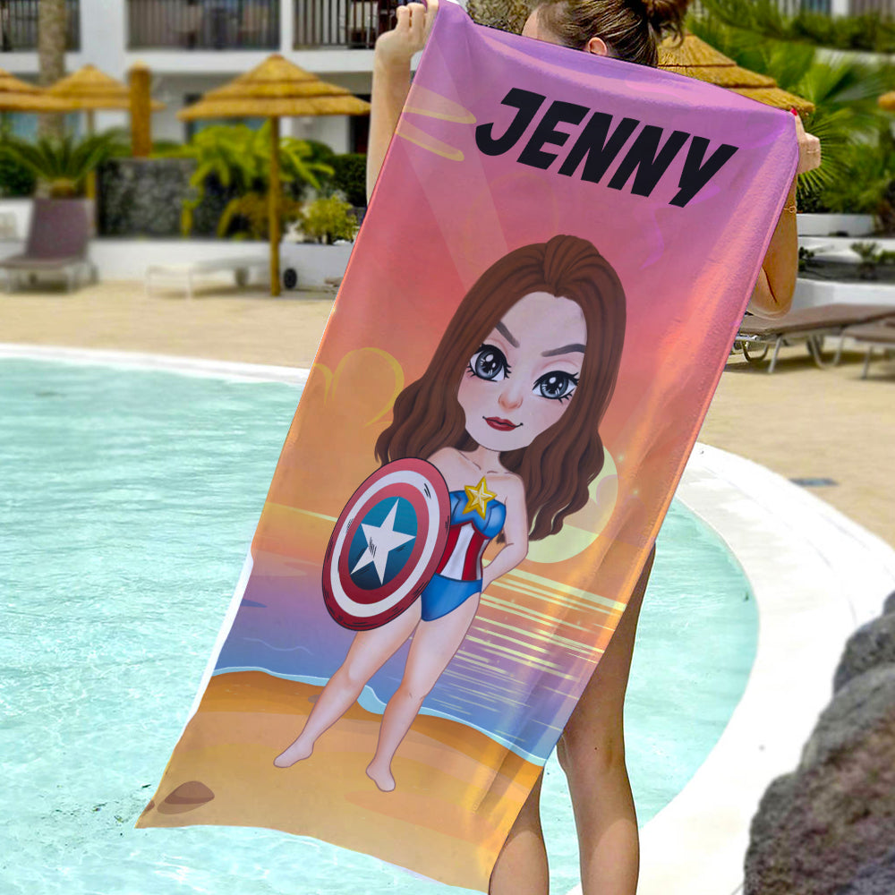 Personalized Superhero Beach Towel for Best Friends Beach Towel PopCulturePrints