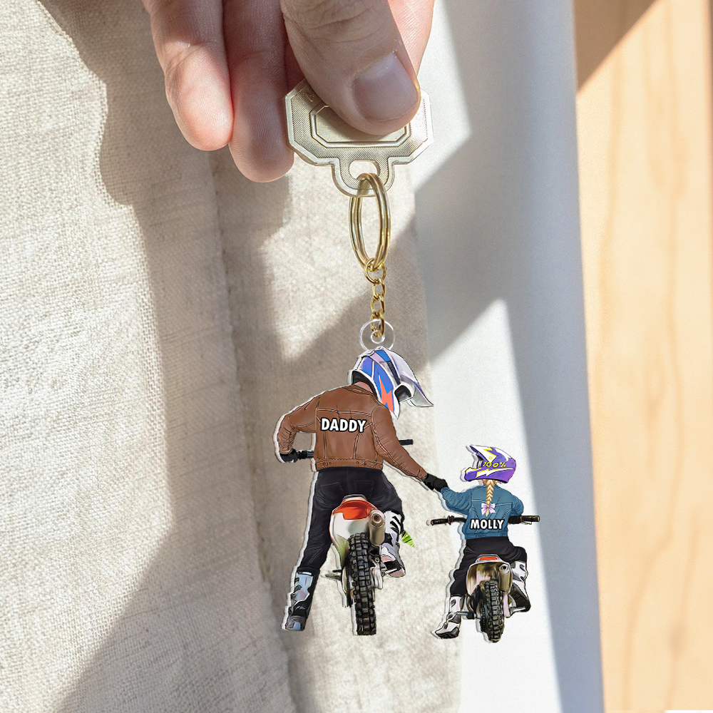 “Ride Together, Bond Forever” - Personalized Keychain for Dad and Kids - Perfect Gift for Father's Day Keychains PopCulturePrints