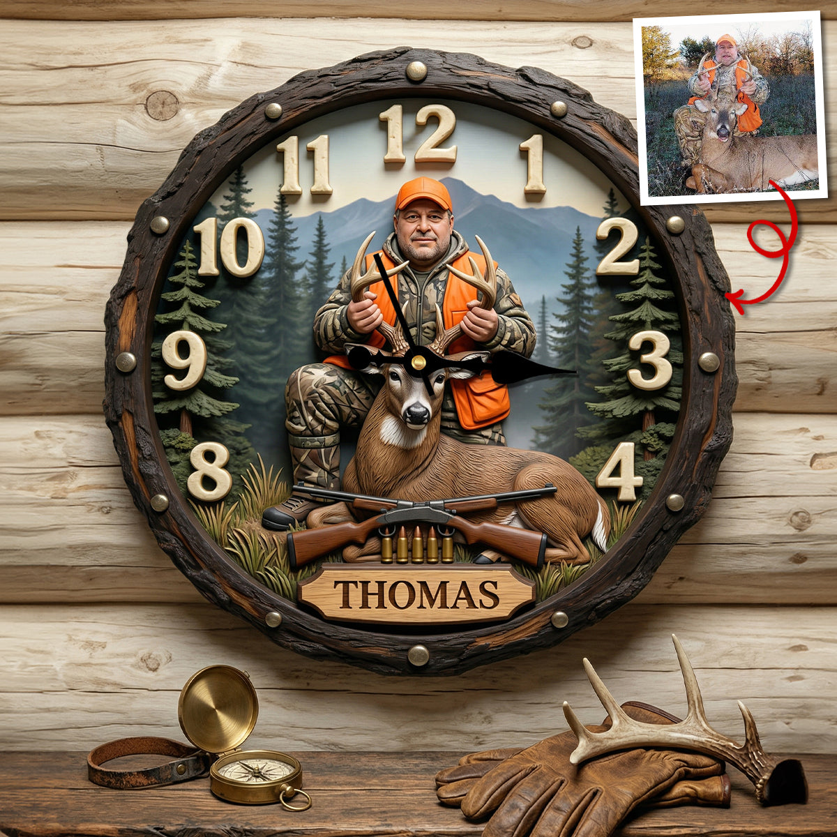 Time for Adventure - Personalized Hunting Acrylic Wall Clock Hanging Wall Clock PopCulturePrints