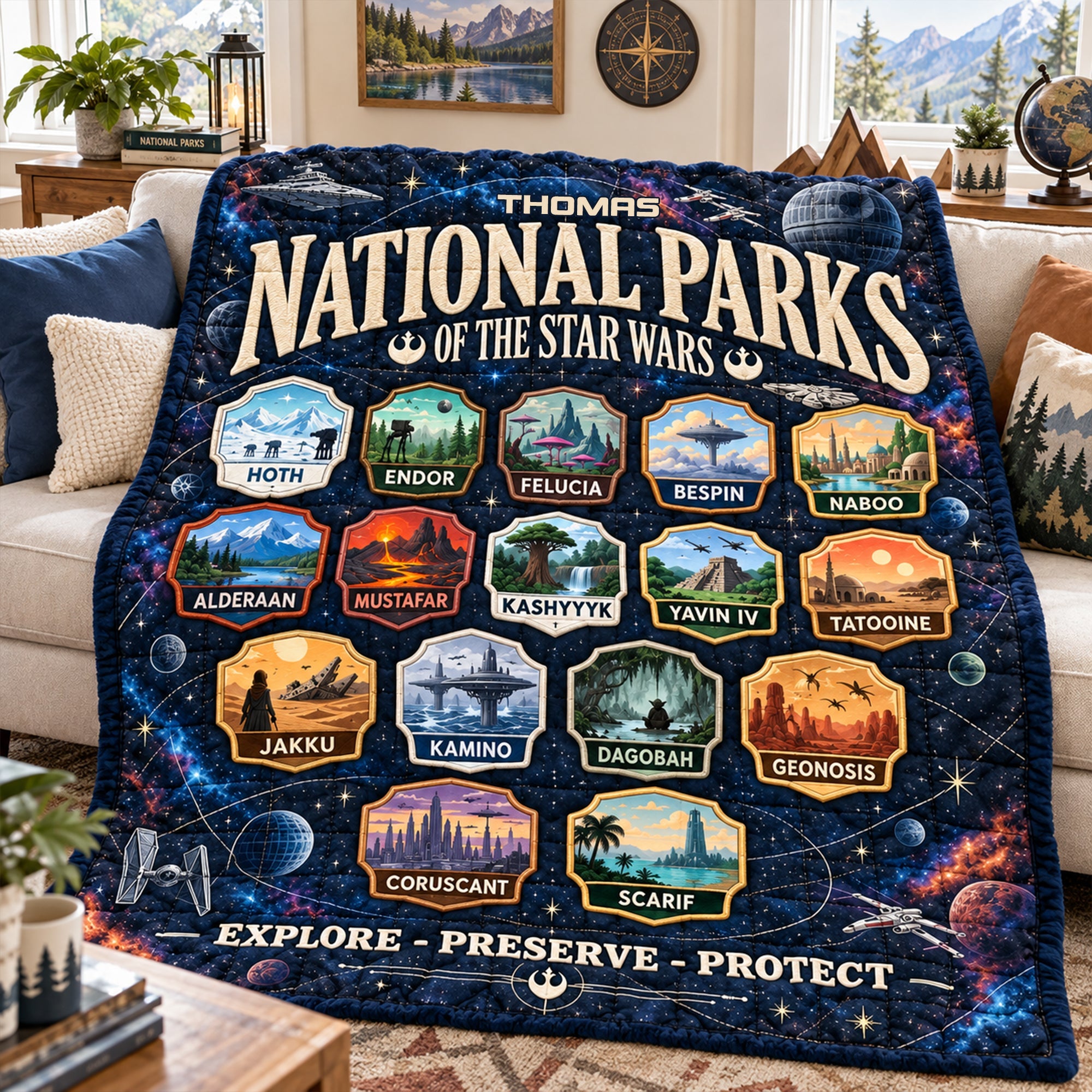 “Explore the Galaxy!” - Space Adventure Blanket - Personalized Gift for Star Wars Fans Blanket PopCulturePrints