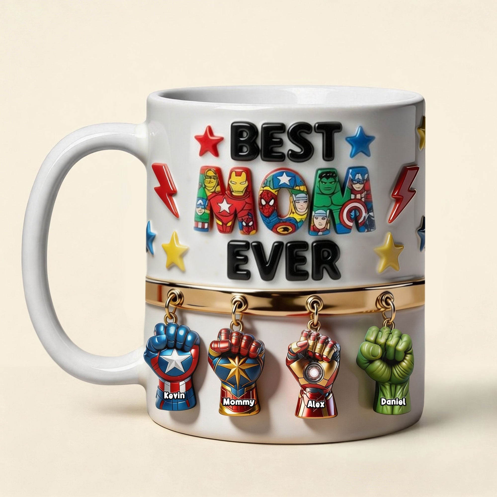 Best Mom Ever! - Personalized Mom Coffee Mug with Custom Names Coffee Mug PopCulturePrints