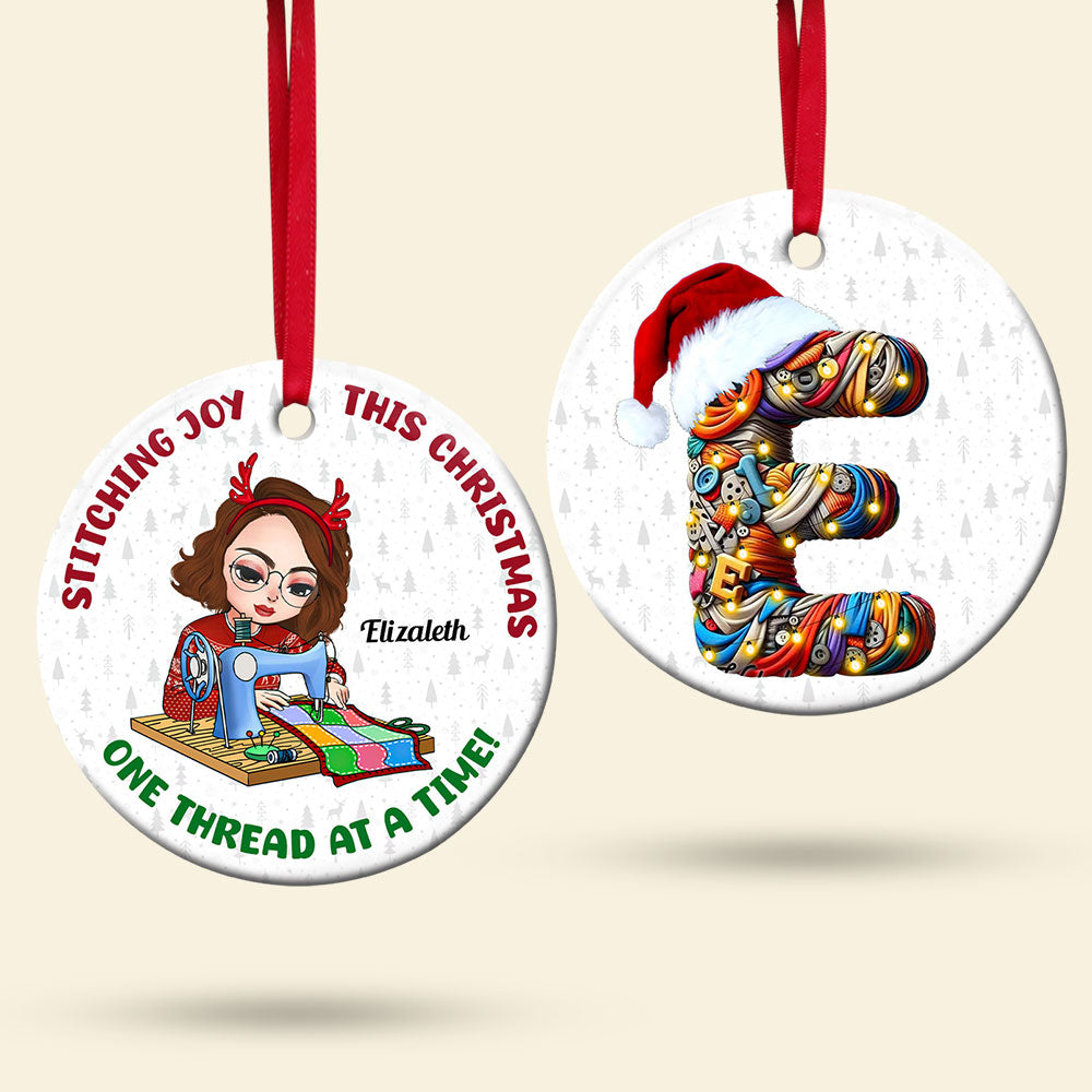 Personalized Alphabet Ornament for Sewing Enthusiasts Ornament PopCulturePrints