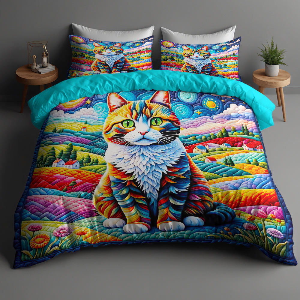 Vibrant Cat Lovers Quilt Bedding Set Blanket PopCulturePrints