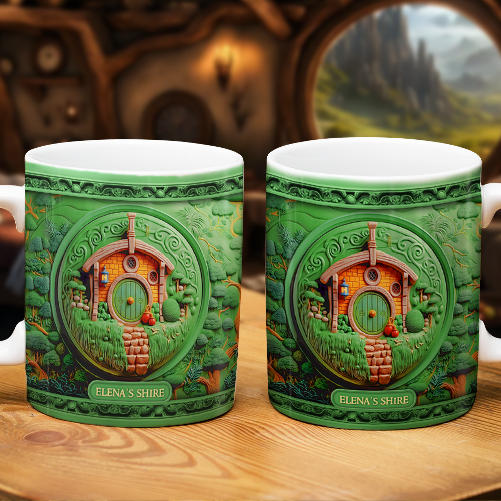 Personalized Fantasy Adventure Coffee Mug - Custom Hobbit House Design