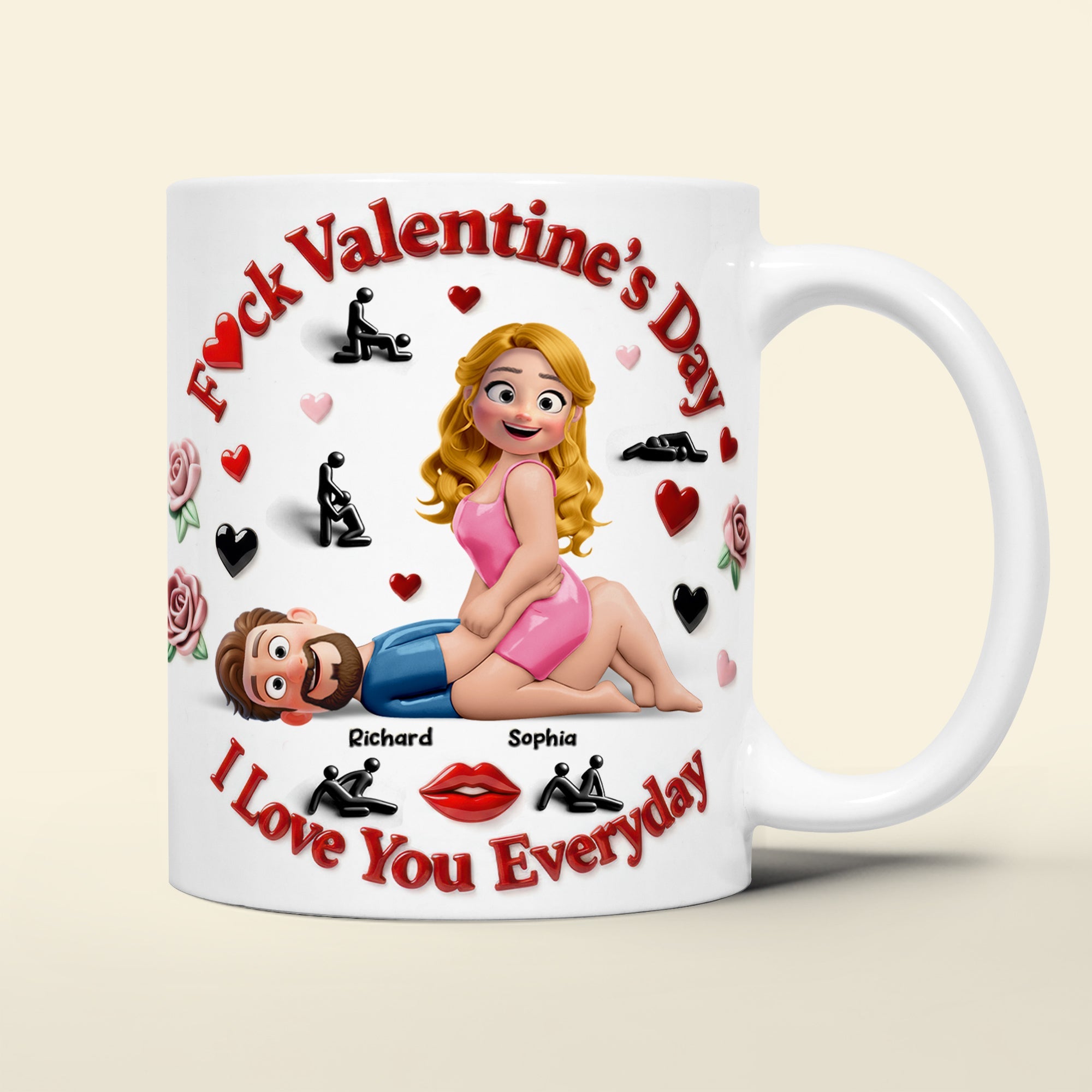 "F*ck Valentine's Day, I Love You Everyday" - Personalized Couple Coffee Mug Coffee Mug PopCulturePrints
