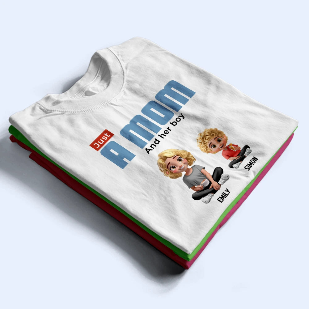 Just A Mom And Her Kids - Personalized T-Shirt for Mother's Day T-shirt PopCulturePrints