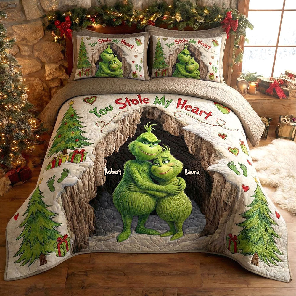 "You Stole My Heart" - Personalized Quilt Bedding Set for Couples - A Meaningful Custom Gift for Christmas Bedding Set PopCulturePrints