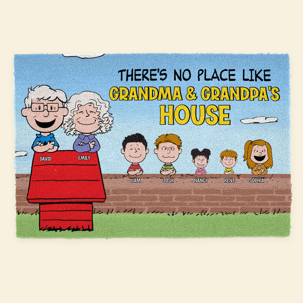 Personalized Grandparent Doormat - Custom Cartoon Family Design