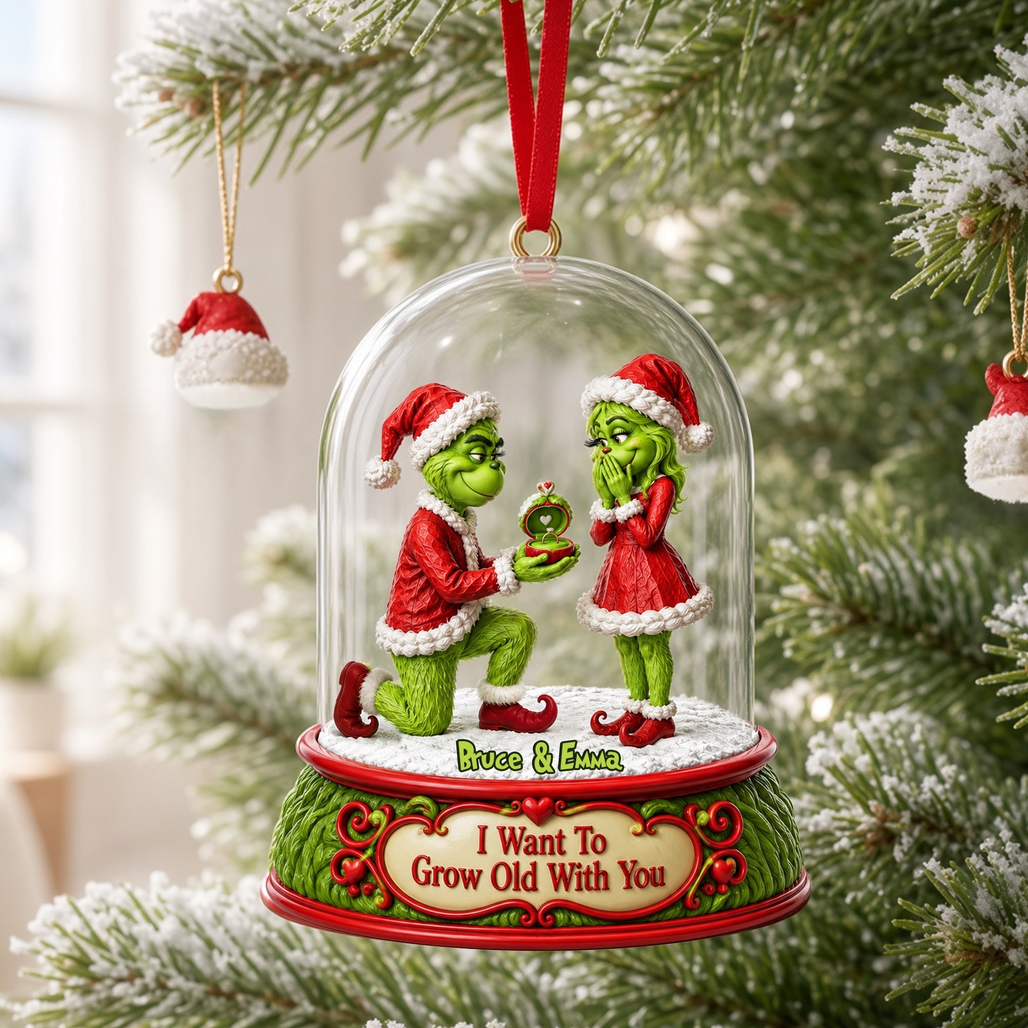 I Want To Grow Old With You - Forever Love Christmas Acrylic Ornament | Personalized Gift for Couples Ornament PopCulturePrints