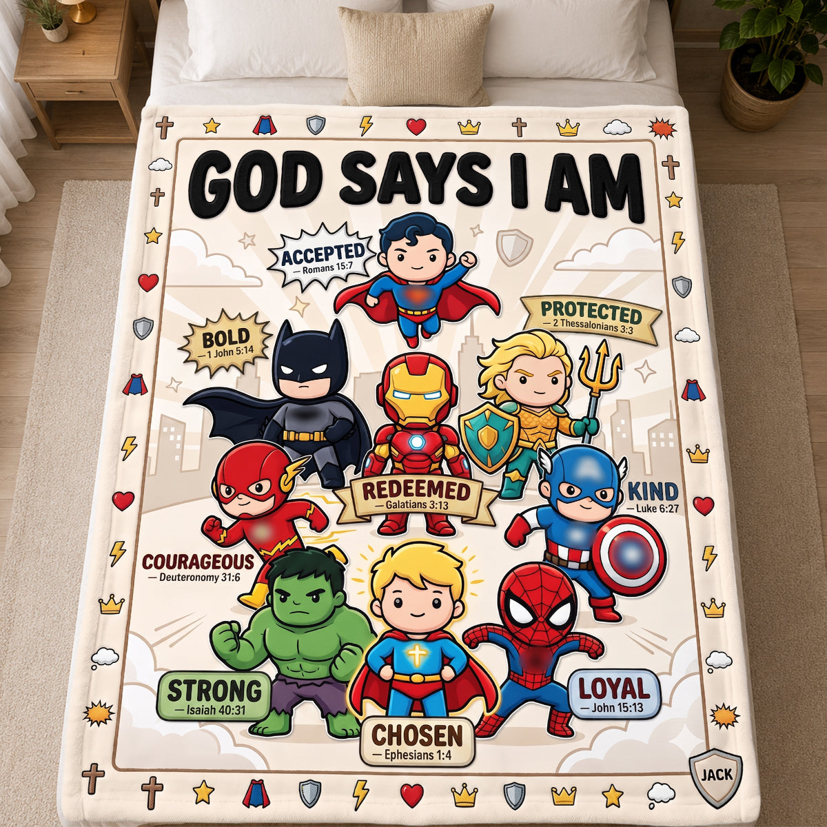 God Says I Am - Faith Inspired Kids Blanket | Personalized Gifts for Christian Kids Blanket PopCulturePrints