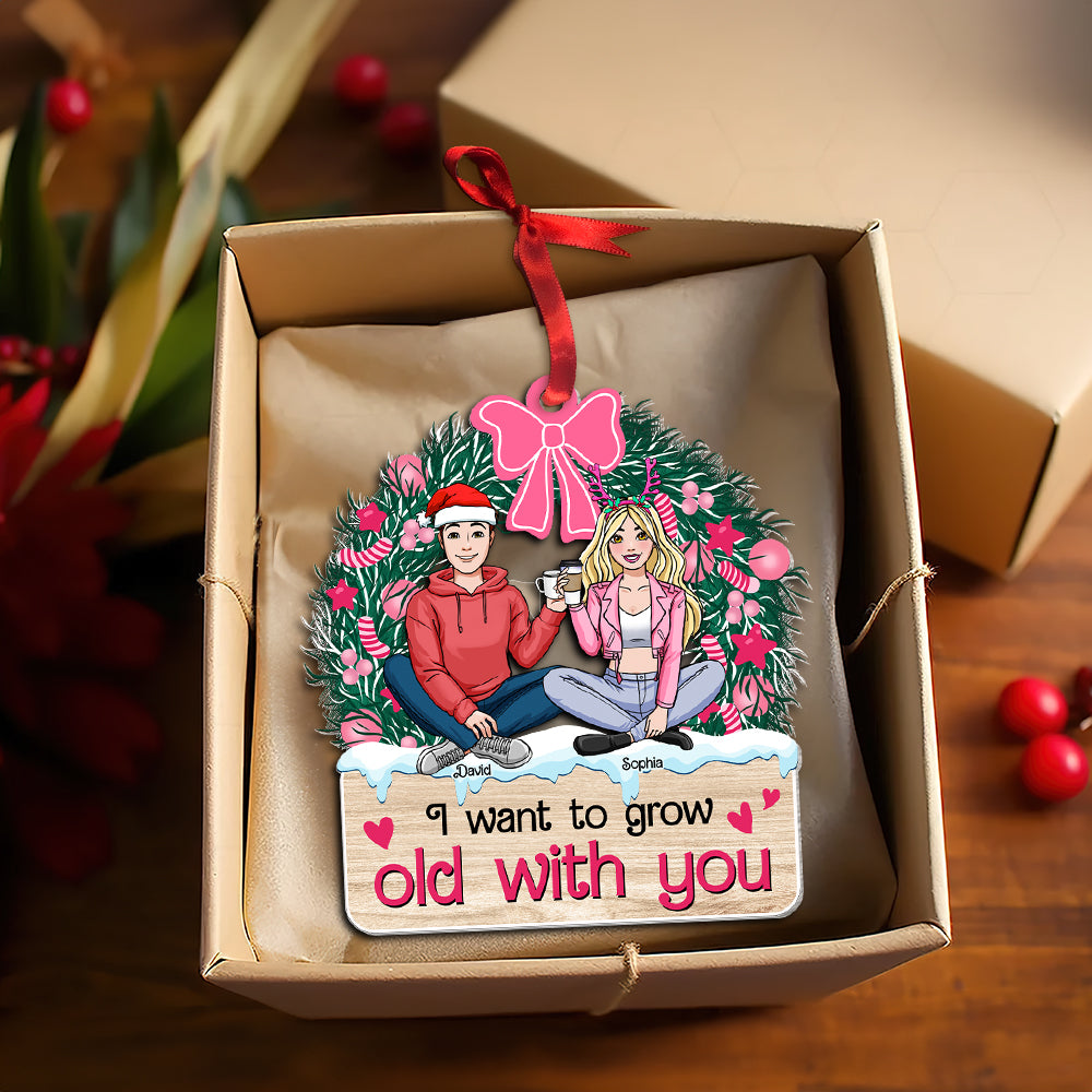Personalized Couple Christmas Ornament | Grow Old With You Design | Valentine's Day Gifts Ornament PopCulturePrints