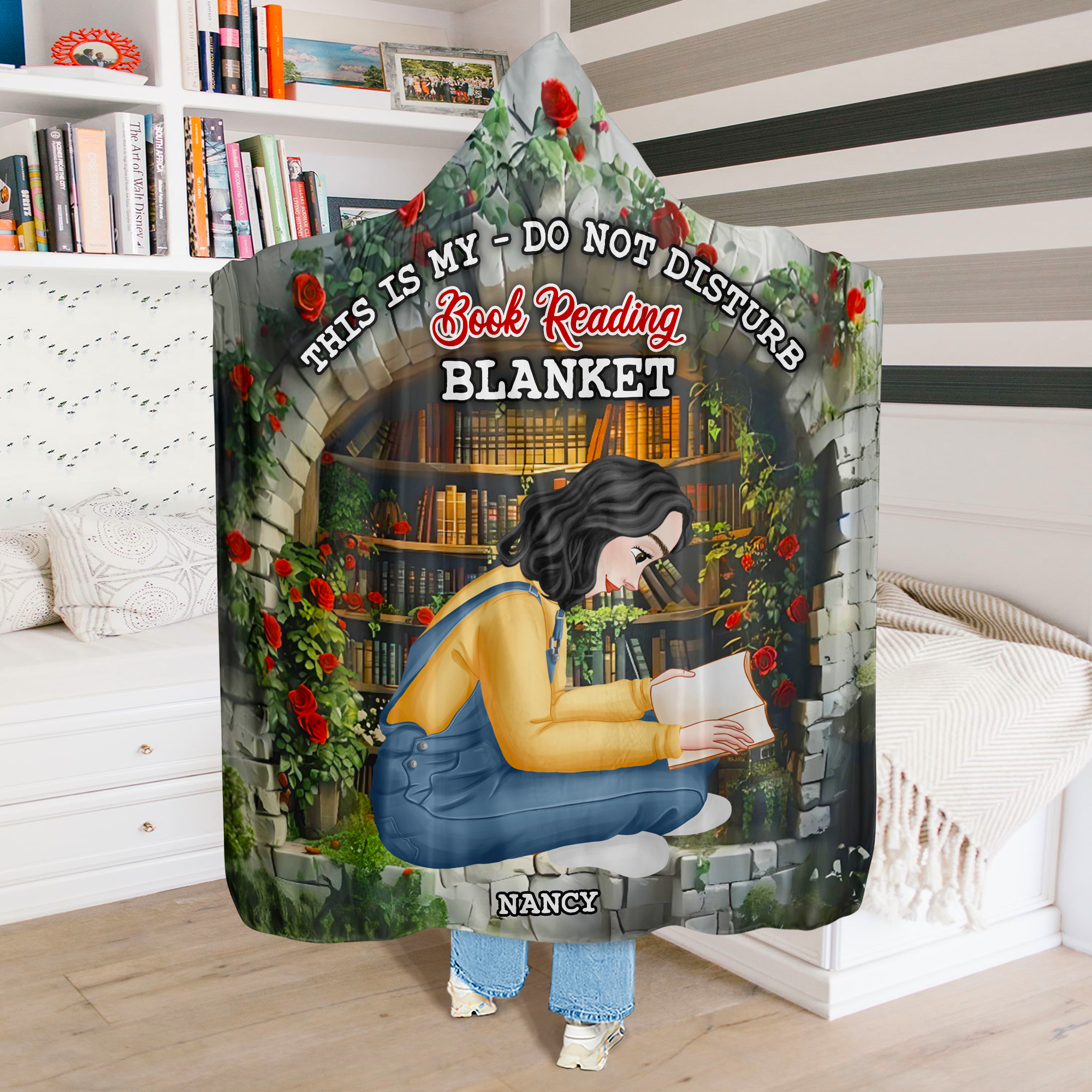 Cozy Personalized Book Lover Blanket Hoodie