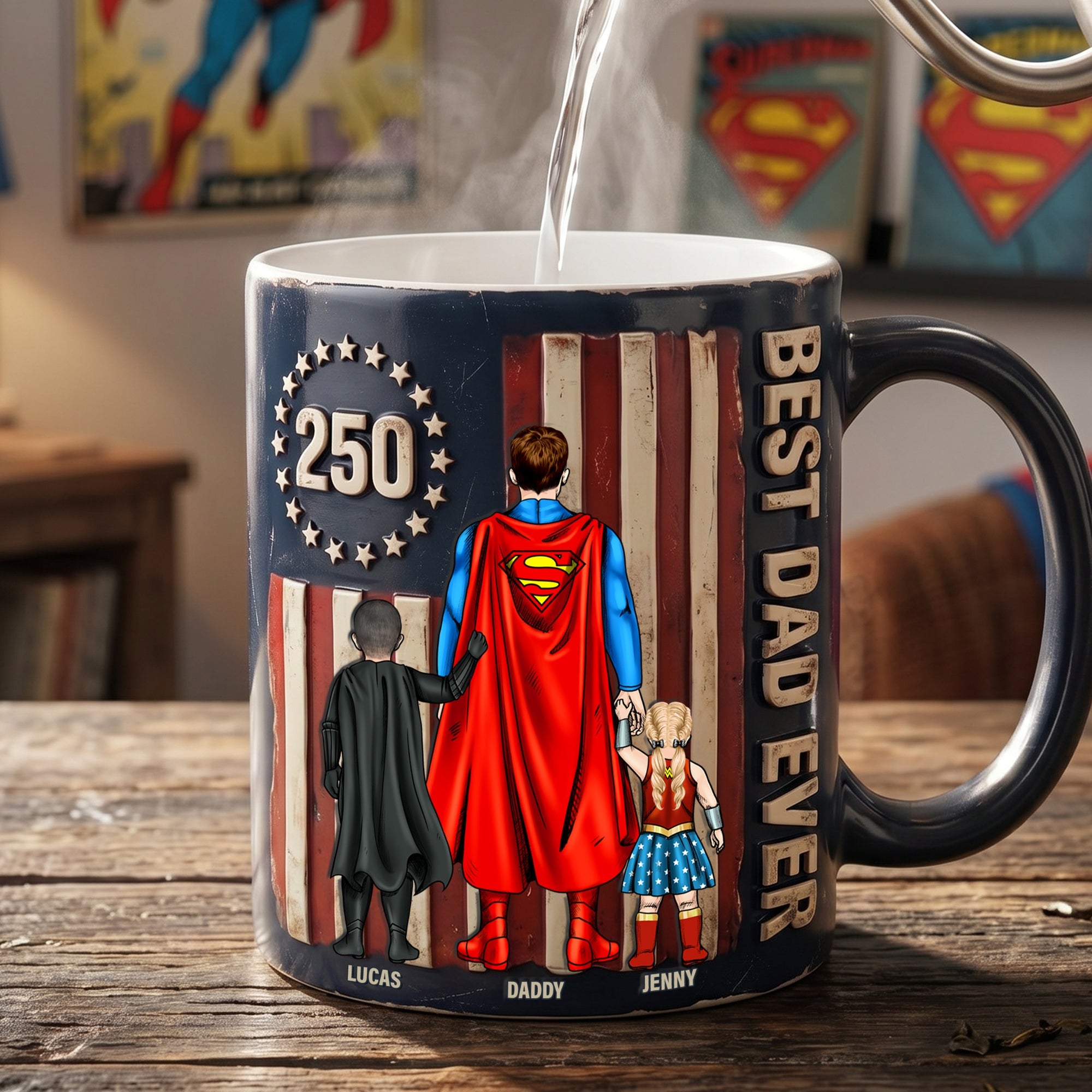 “Celebrate 250 Years of Greatness” - Best Dad Ever Magic Coffee Mug - Personalized Gift for Dad, Grandpa, and More Coffee Mug PopCulturePrints