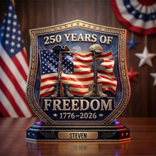 Load image into Gallery viewer, "Celebrate 250 Years of Freedom!" - Personalized Acrylic Plaque, Gift for Veterans and Patriotism Enthusiasts
