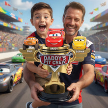 Load image into Gallery viewer, “Join Daddy's Pit Crew - A Personalized Acrylic Plaque for Fathers” - Custom Gift for Dads, Grandpas, and Family Shaped Plaques PopCulturePrints
