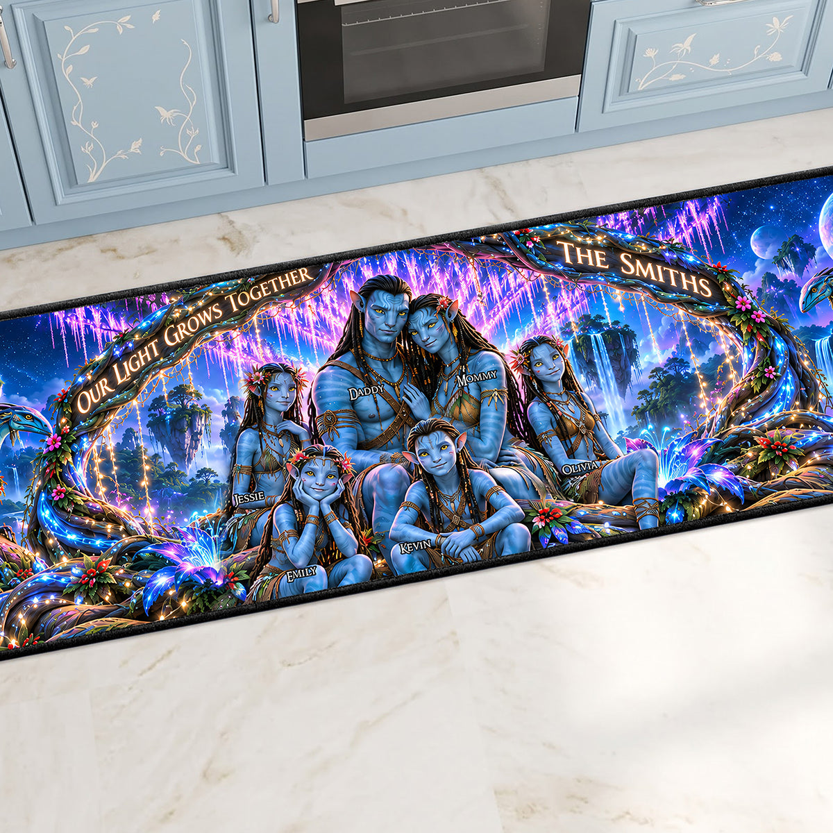 Our Light Grows Together - Personalized Family Runner Rug