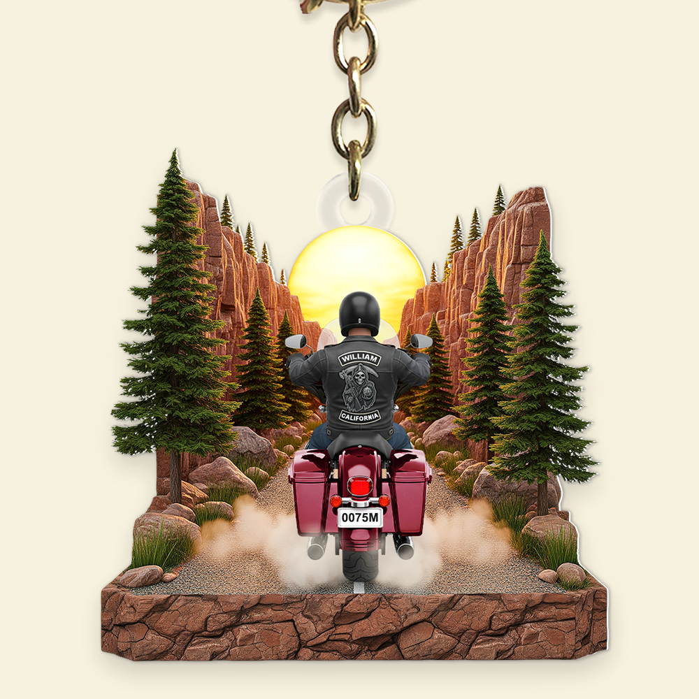 Ride Into Adventure: Biker Keychain - Personalized Gifts for Bikers Keychains PopCulturePrints