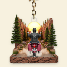 Load image into Gallery viewer, Ride Into Adventure: Biker Keychain - Personalized Gifts for Bikers Keychains PopCulturePrints
