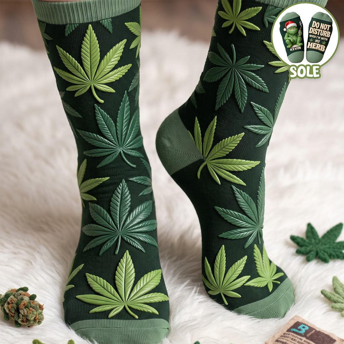 Do Not Disturb When I'm With My Herb - Personalized Stoner Socks