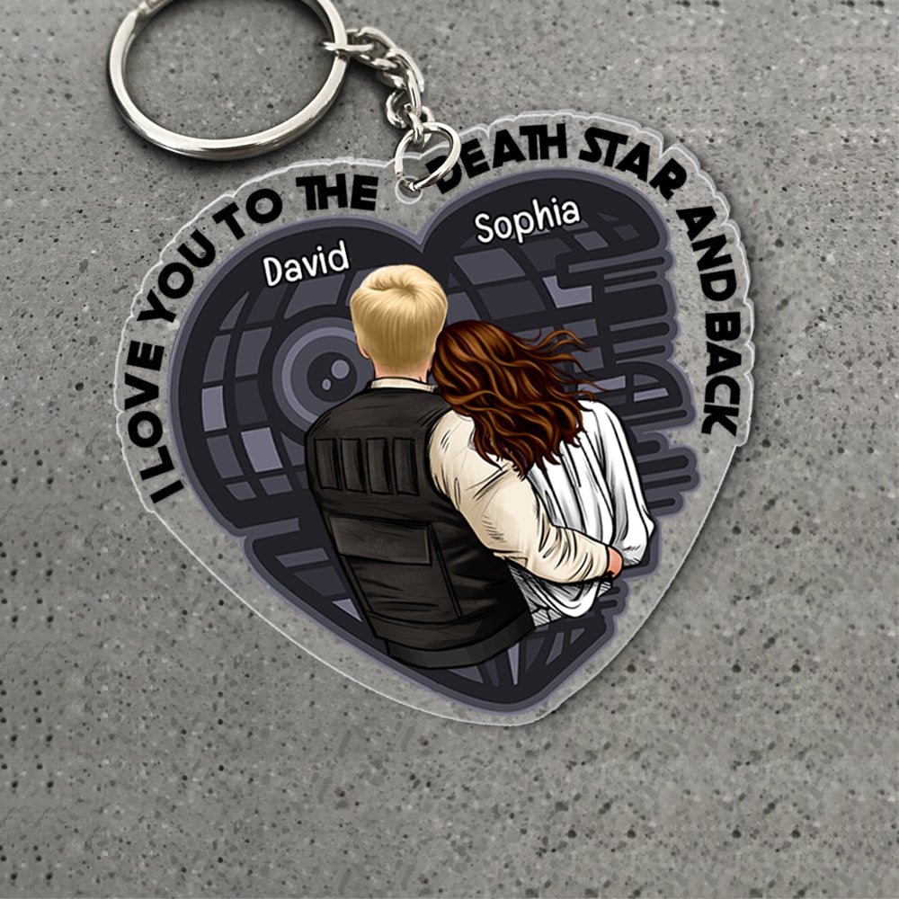 Personalized Couple Keychain - I Love You to the Stars and Back Keychains PopCulturePrints