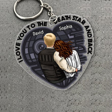 Load image into Gallery viewer, Personalized Couple Keychain - I Love You to the Stars and Back Keychains PopCulturePrints
