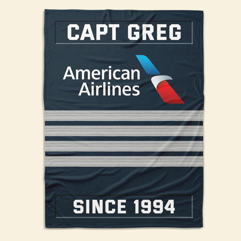 Custom Pilot Blanket with Rank & Airline Logo Blanket PopCulturePrints