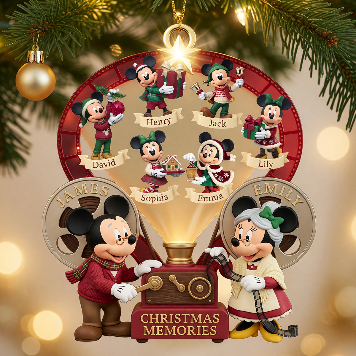 "Create Cherished Moments with Our Holiday Mouse Family - Personalized Christmas Ornament"