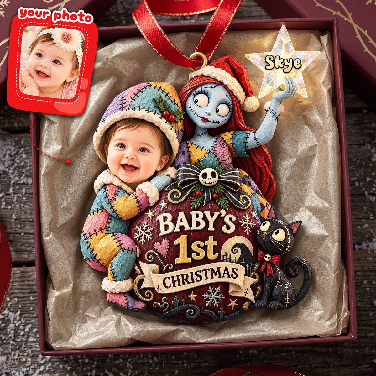 Baby's 1st Christmas Ornament - Custom Photo Gift for New Parents