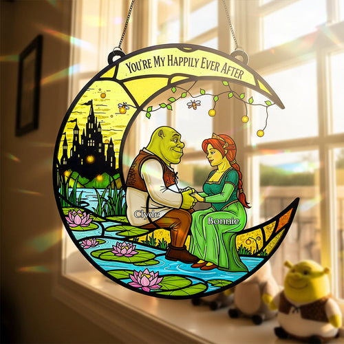 You're My Happily Ever After - Personalized Green Couple Suncatcher Ornament PopCulturePrints